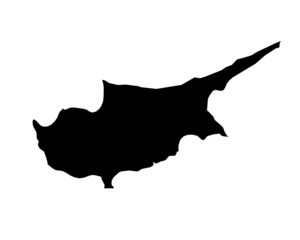 A contour map of Cyprus. Graphic illustration on a transparent background with black country's borders