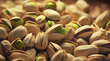 Rich background filled with fresh pistachios