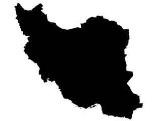 A contour map of Iran. Graphic illustration on a transparent background with black country's borders