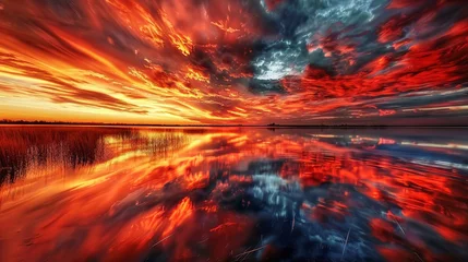 Zelfklevend Fotobehang red sky from a tourist trip © Ege