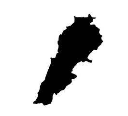 A contour map of Lebanon. Graphic illustration on a transparent background with black country's borders