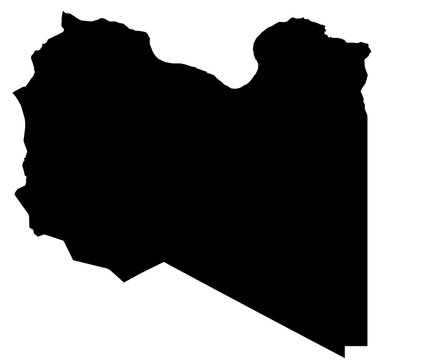 A contour map of Libya. Graphic illustration on a transparent background with black country's borders