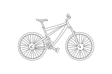 Fototapeta na wymiar A flat outline stroke line art illustration of a Bicycle on a white background. Both for male and female.