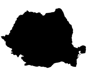A contour map of Romania. Graphic illustration on a transparent background with black country's borders