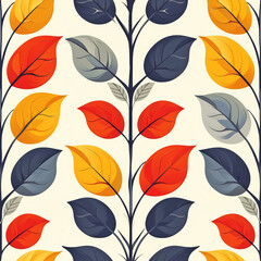 Fototapeta premium Seamless Leaf Pattern in Vibrant Colors