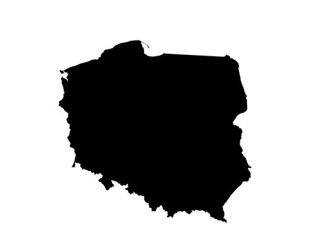 Fototapeta A contour map of Poland. Graphic illustration on a transparent background with black country's borders