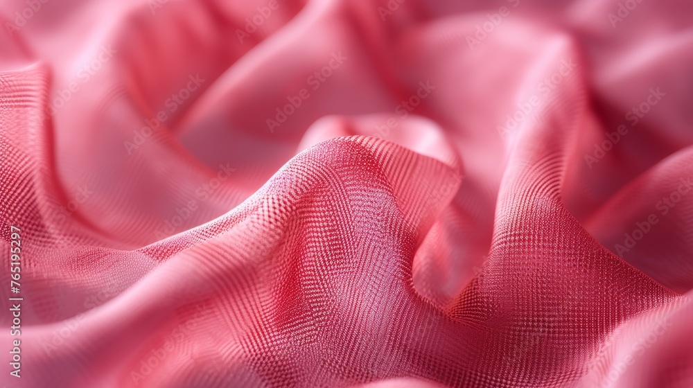 Aufkleber close-up view of pink fabric with a pronounced weave, creating a sense of gentle undulation suitable