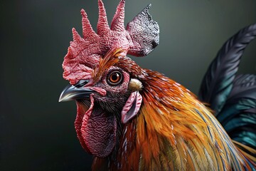 a close up of a rooster - obrazy, fototapety, plakaty