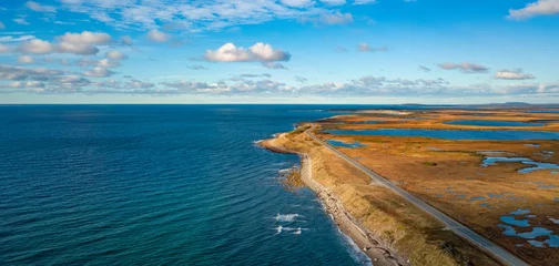 Crédence de cuisine en verre imprimé Atlantic Ocean Road Coast on East Coast of Atlantic Ocean. Aerial Nature Background.