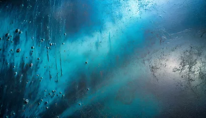 Fotobehang 青い光を放つ金属のテクスチャ © ベルベットR