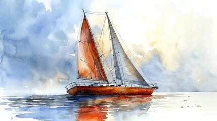 Sailboat in watercolors
