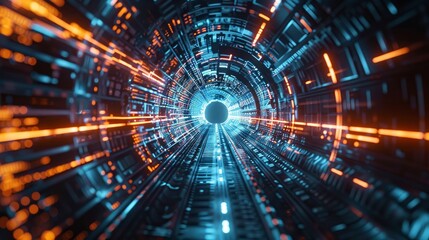 Obraz premium A 3D-rendered motion graphic that portrays a futuristic circuit background