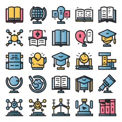 Assortment of education themed icons. generative ai
