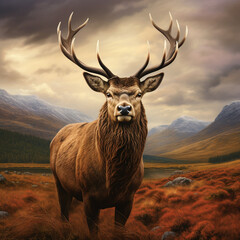 red deer, gazing at the camera, high resolution, hyper-realistic сreated with Generative Ai