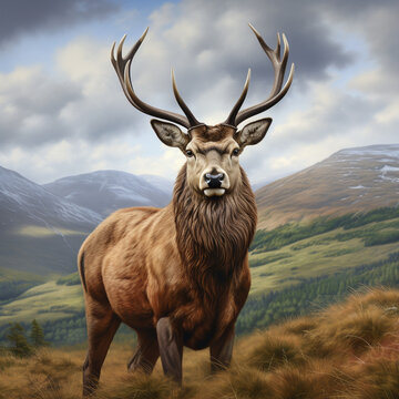 red deer, gazing at the camera, high resolution, hyper-realistic сreated with Generative Ai