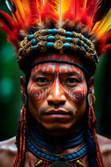 Portrait of an indigenous man from the Amazon.