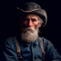 Portrait of old american confederate soldier.