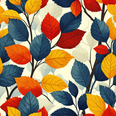 Fototapeta na wymiar Seamless Leaf Pattern in Vibrant Colors