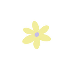 Trendy Floral Icons, Colorful Pastel Color Spring Flower Doodle