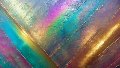 虹色に光る金属テクスチャ - obrazy, fototapety, plakaty