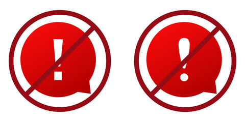 exclamation ban prohibit icon. Not allowed exclamation mark . Forbidden sign