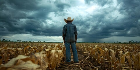 Central American farmers facing economic losses due to unpredictable weather patterns impacting crop yields. Concept Central American farmers, Economic losses, Unpredictable weather patterns - obrazy, fototapety, plakaty