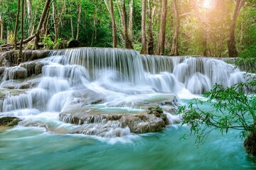 Huai Mae Khamin Waterfall Level 6 Khuean Srinagarindra National Park Kanchanaburi Thailand