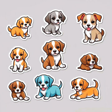 Dise&ntilde;o de pegatinas 3d perritos de varios colores