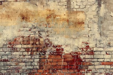 a brick wall with red paint