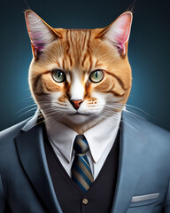 portrait of a cat in a suit	