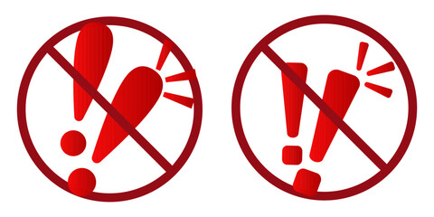 exclamation ban prohibit icon. Not allowed exclamation mark . Forbidden sign
