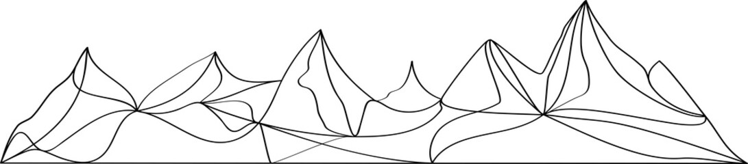 Continuous line mountain black color