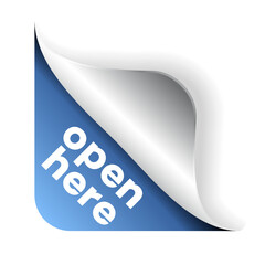 Open here sticker realistic style