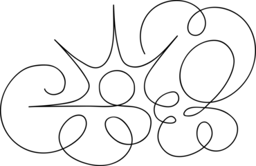 Continuous line sun and cloud black color