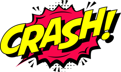 CRASH comic text colorful style