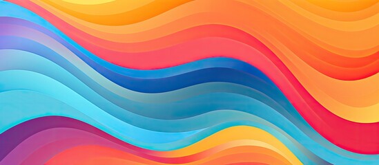 An artistic wave background painted in a colorful rainbow spectrum of Hair, Azure, Orange, Pink,...