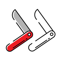 folding knife illustration. white background. camping vector icon.