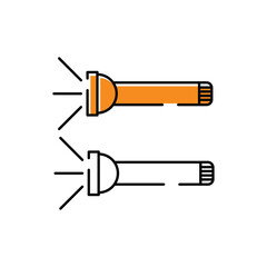 flashlight illustration. white background. camping vector icon.