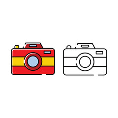 camera illustration. white background. traveling vector icon.
