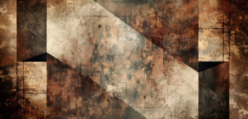 Earthy, distressed polygons forming an abstract motif.