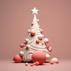 A Lovely Christmas Tree, 3D Illustration Icons сreated with Generative Ai