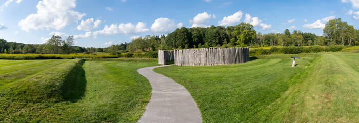 Farmington, Pennsylvania: Fort Necessity National Battlefield. Reconstructed fort, storehouse,...