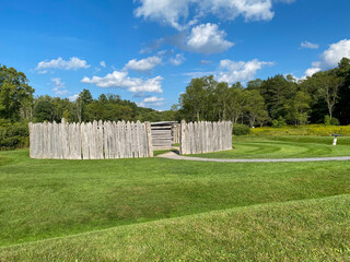 Farmington, Pennsylvania: Fort Necessity National Battlefield. Reconstructed fort, storehouse,...