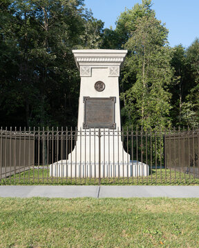 Farmington, Pennsylvania: Fort Necessity National Battlefield. General Braddock's grave site. Braddock was wounded in the Battle of the Monongahela, buried under Braddock's Road by George Washington.