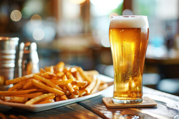 Chilled Beer with Crispy Fries