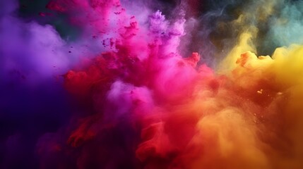 Colorful smoke explosion on black background. Abstract background. 3d rendering