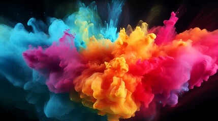 Fototapeta premium Colorful smoke explosion on black background. Abstract background. 3d rendering