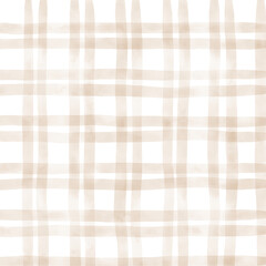 Brown Beige Gingham Check Hand Drawn Background Overlay
