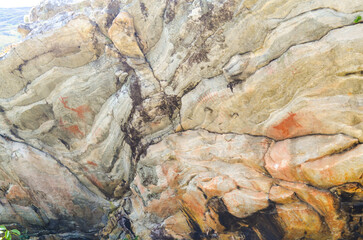 Cave paintings over five thousand years old painted on rocks in the Serra do Cipó region, Brazil