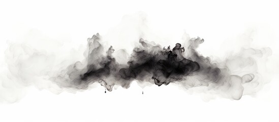 A cloud of black smoke emerges from a hole in the ground, contrasting against a white sky. This...